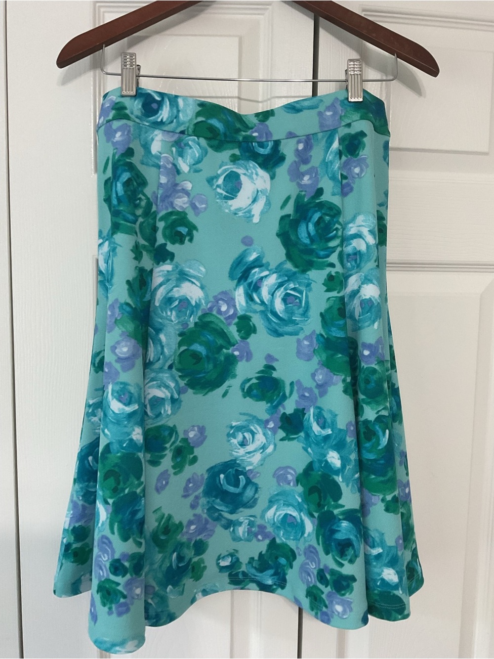 Issac Mizarahi Floral Swing Skirt - Aqua Teal - Picture 2 of 13